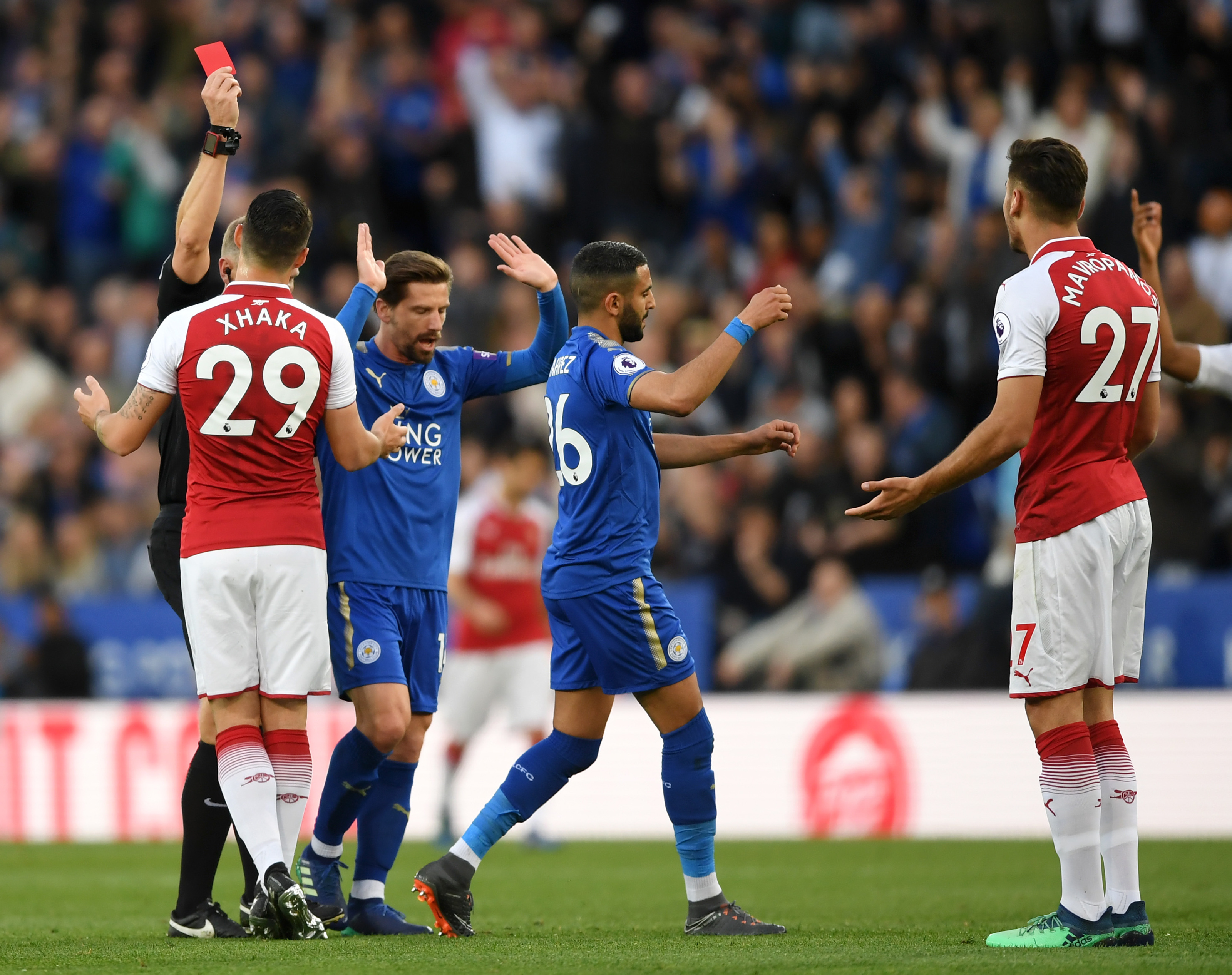  during the Premier League match between Leicester City and Arsenal at The King Power Stadium on May 9, 2018 in Leicester, England.